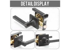 2 Pack Matte Black Square Door Lever Handle Deadbolt Lock Set Keyed Entry