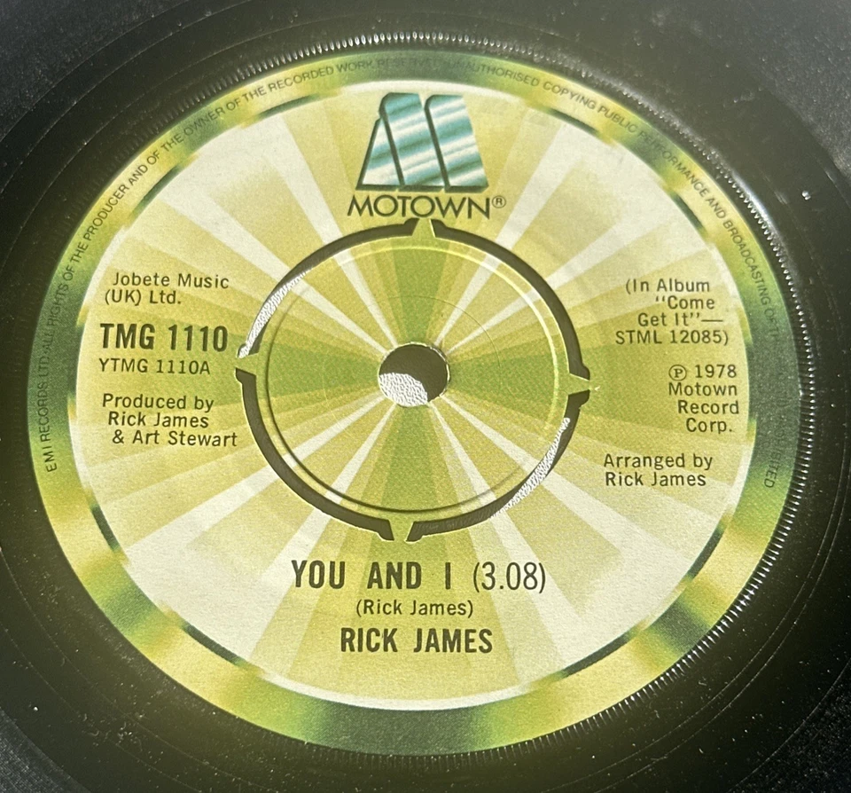 Rick James ~ You And I ~ 1978 Motown 7” Vinyl Record EX / M Condition - Image 3 of 4