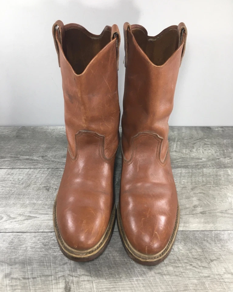 Mens Roper Vintage Leather Work Biker Wellington Boots Steel Toe Size 9.5 W - Image 3 of 4