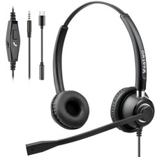 Wired 3.5mm Computer Headset with Noise Cancelling Microphone, USB-C Headphon...