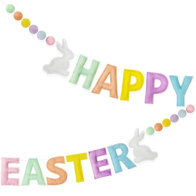 Easter Decorations Pre-Strung Felt Pastel 4.33×5.12 inches, happy easter 