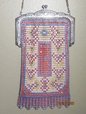 Whiting Davis 1920s Metal enameled mesh Flapper purse.7x4" overall. Excellent.