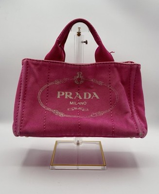 PRADA CANAPA 2WAY トートバッグ ピンクSSサイズ Prada Canapa Pink Canvas Tote Bag Handbag Authentic | eBay