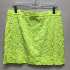 J.Crew Womens Straight Skirt Yellow Beige Floral Mini Lined Embroidered 8