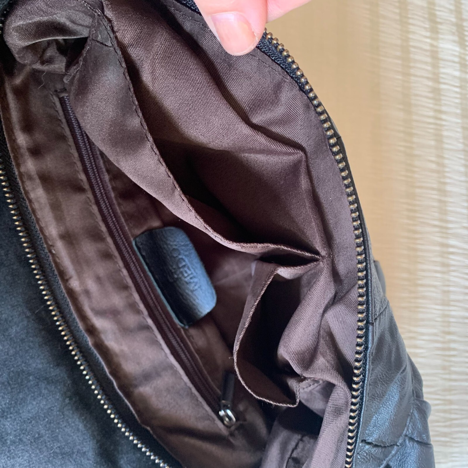 Patchwork Soft Leather Shoulder Bag Black Gunmeta… - image 5