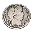 1908 O Barber Half Dollar 90% Silver Coin Good G RJT 85
