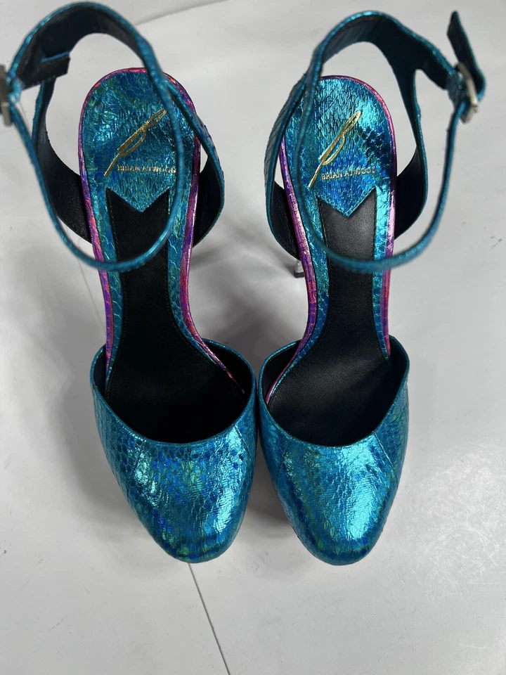 Brian Atwood Heels Fontenay Hologram Snakeskin Platform Pump 7 5” Shoes - Image 2 of 4