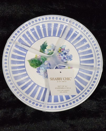 6 Shabby Chic Floral Hydrangea Blue White Melamine Plates & Bowls Spring Summer - Picture 8 of 20