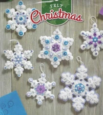 SPARKLE SNOWFLAKES ORNAMENTS--6 Designs--Winter--Christmas--Bucilla--Felt Kit