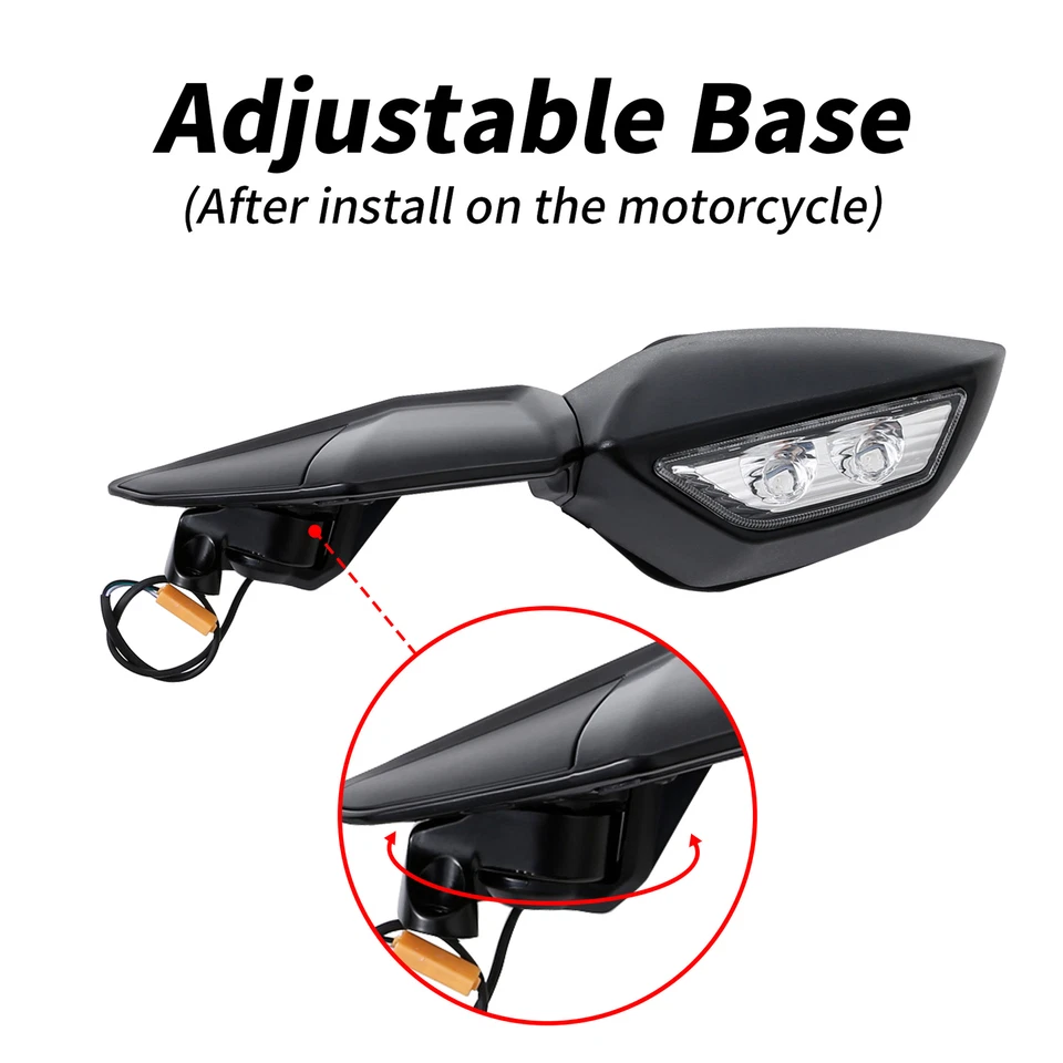 Espejos retrovisores laterales LED intermitente aptos para Kawasaki Ninja H2 ZX1000 2015-18 Foto 4 de 4