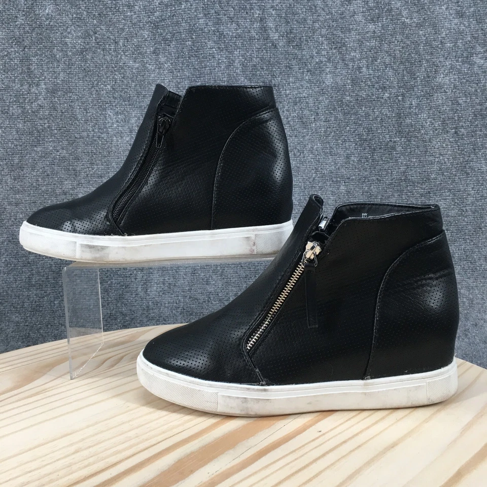 Botas Lane Bryant para mujer 9 botín ancho negro doble cremallera lateral cuña interior Foto 2 de 4