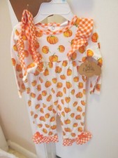 Halloween Fall Thanksgiving Baby Girl 6 Mo. 12-16 lbs. 2 Piece Set Pumpkins