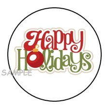 30 CHRISTMAS ENVELOPE SEALS LABELS STICKERS 1.5" ROUND HAPPY HOLIDAYS