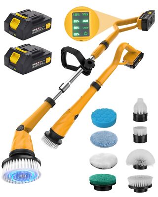1500 Rpm Electric Spin Scrubber With Two Batteries Q2 Pro Cordless Battery Power
