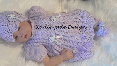 KADIE-JADE Baby Knitting Pattern #127 - To make a 3 Piece Dress Set for 0-3m/3-6m Baby