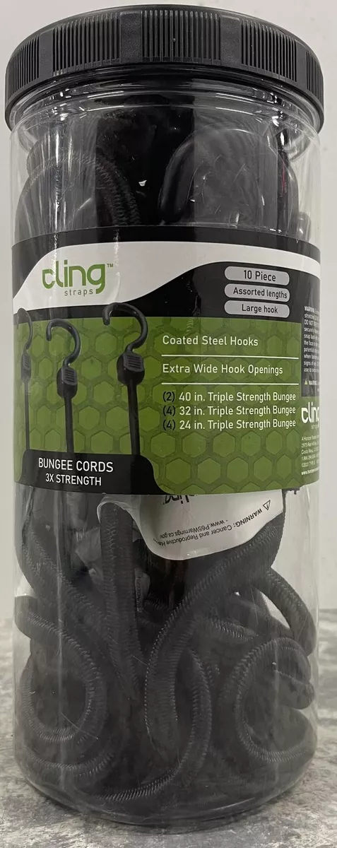 Cling Straps Coated Steel Hooks Bungee Cords 3x Strength 10 Pieces