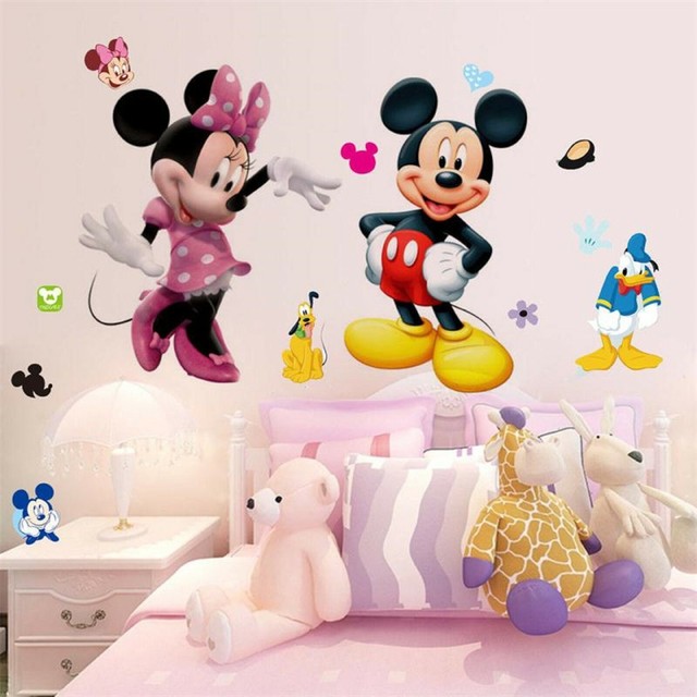 Mickey Minnie Mouse Kids Room Decor Disney Wall Sticker Cartoon