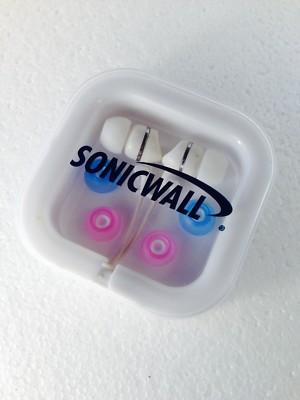 New Sonicwall Headphones With 3 plugs pink blue white full size Earplugs