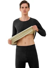 Men's Winter Warm Fleece Lined 2PCS Thermal Underwear Set Top Bottom Long Johns