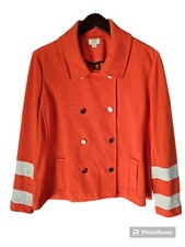 Crown & Ivy Double Breasted Blazer Melon w/ White Trim Size L Jacket VC01