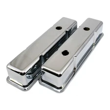 SBC Chevy 350 Chrome Tall Steel Valve Covers w/ Oil Cap Hole - 283 305 327 400
