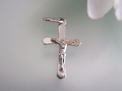 Handmade solid sterling silver Jesus Lord on plain cross small Crucifix pendant