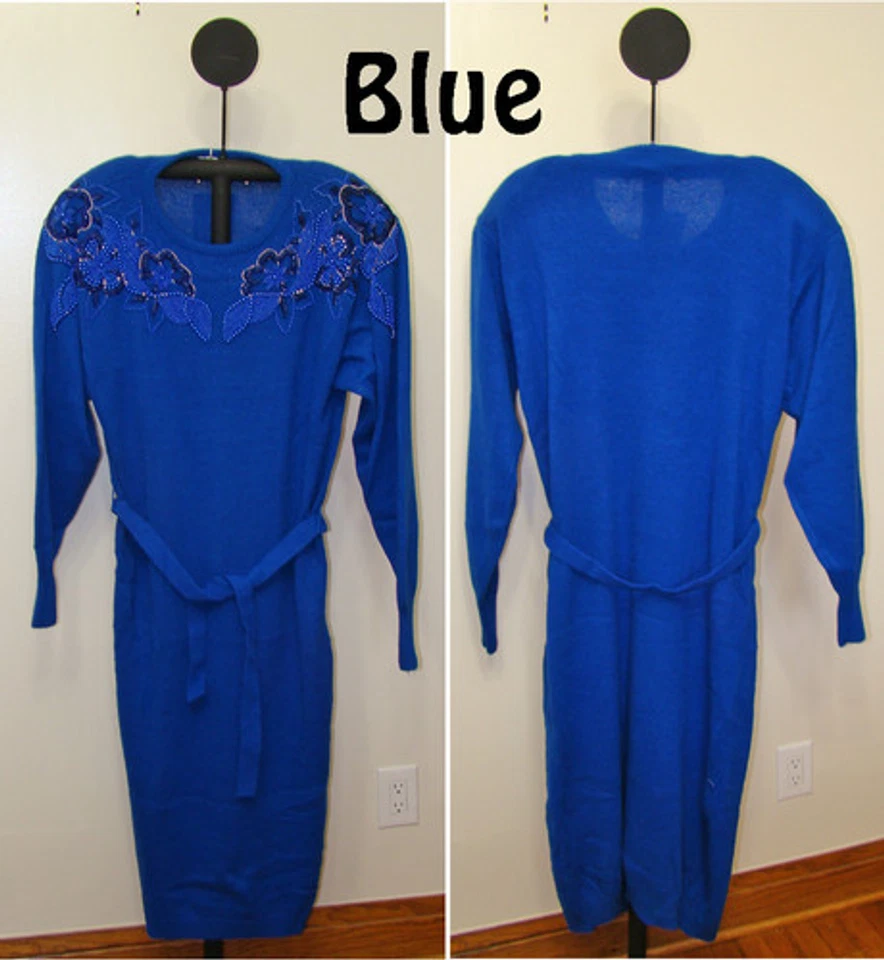 4916 Belldini Rojo Azul Blanco o Negro Damas Acrílico Cuentas Suéter Vestido - Nuevo con Etiquetas Foto 2 de 4