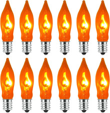 Flickering Flame Light Bulbs, 12 Pack C7 Orange Flickering Light Bulbs, E12 Cand