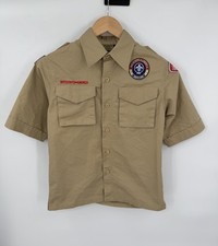 Boy Scouts of America Youth Uniform Shirt Polyester Blend Beige USA Size Medium