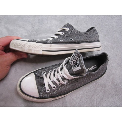Converse All Star Low Top Sneakers Gray Distressed Canvas Shoes Womens Size 7 - Picture 2 of 9