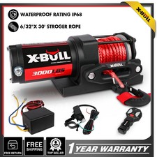X-BULL 3000lbs Electric Winch Synthetic Rope 12V ATV UTV Towing Off Road NEW