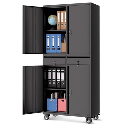 Metal Storage Cabinet 73 Inch Garage Organizer with Locking Doors & Shelves