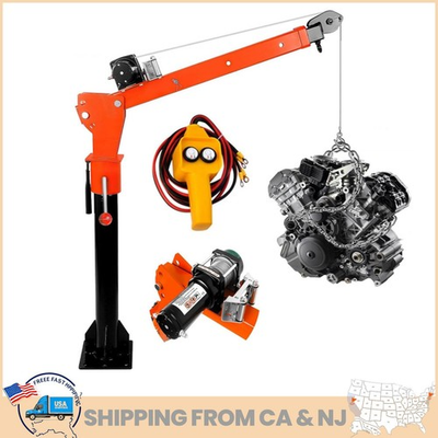 #ad #ad 2200lb Electric Pickup Truck Crane Truck Mounted Bed Crane Hoist w 5000lb Winch $559.21