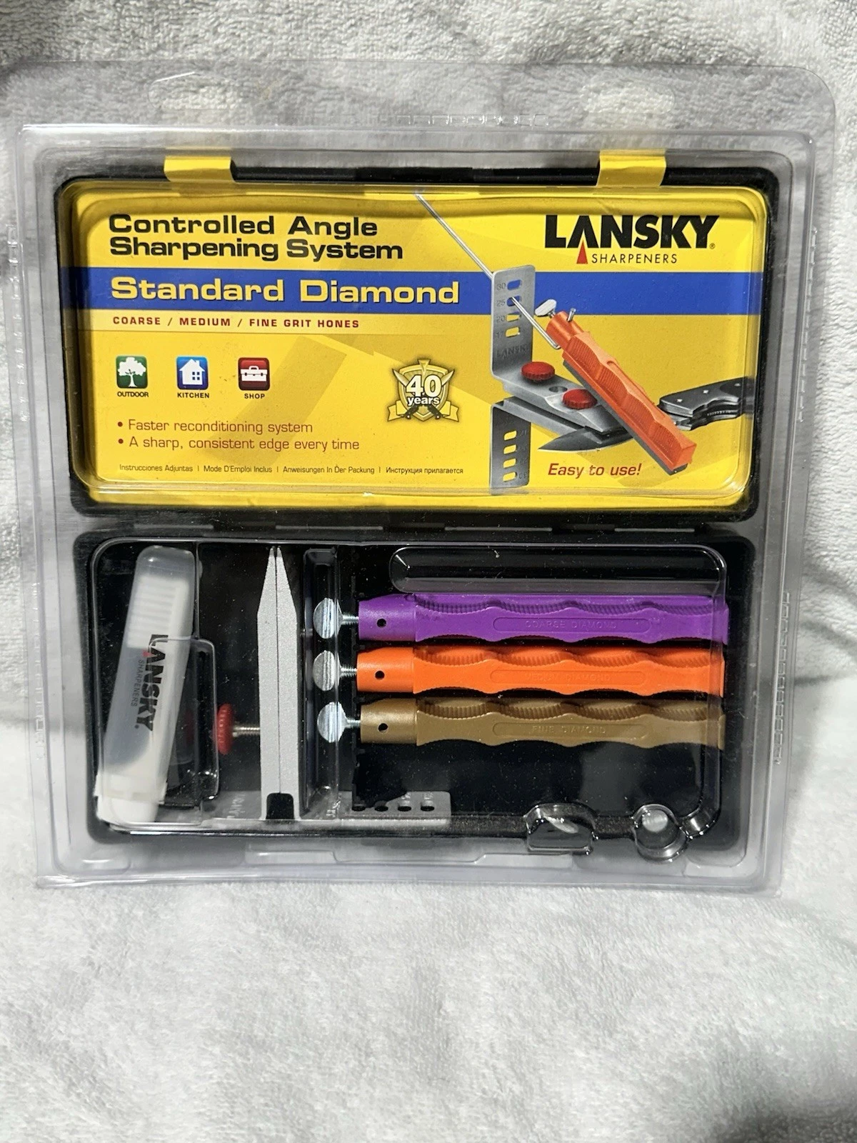 Lansky 3 Stone Standard Diamond Sharpening System Medium Coarse Fine Grit LK3DM