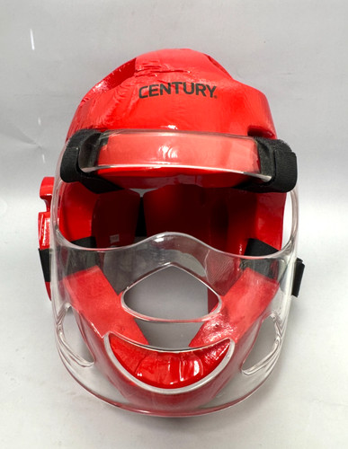 Century Red Sparring Headgear Helmet w Face Shield Guard Karate TKD Adult S USED