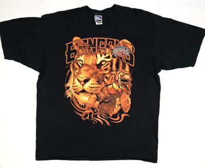 VINTAGE CINCINNATI BENGALS PRO PLAYER T SHIRT XXL TIGER GRAPHIC 90's RARE