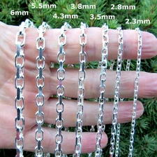 Men's Solid 925 Sterling Silver Italian Forzatina Cable Anchor Chain Necklace