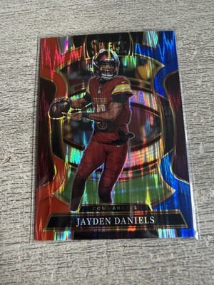 2025 Panini Select #88 Jayden Daniels Red and Blue Prizm Shock
