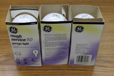 GE 150 Watt New Garage Rough Service Light Bulbs 3 Three Boxed Rare