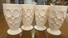 VTG JEANETTE PINK JUICE MILK GLASS (4) 1960'S