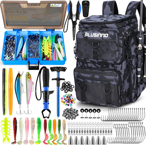 42L Fishing Backpack with Rod Holders & Tackle Box - Water-Resistant Gear Bag - Picture 1 of 7