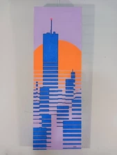 "Cobalt Dusk" original glow in the dark acrylic painting 36x12