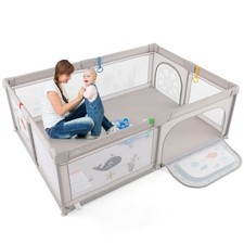 Baby Playpen Kids Large Activity Center w/Animal Cartoon Pattern Indoor Outdoor