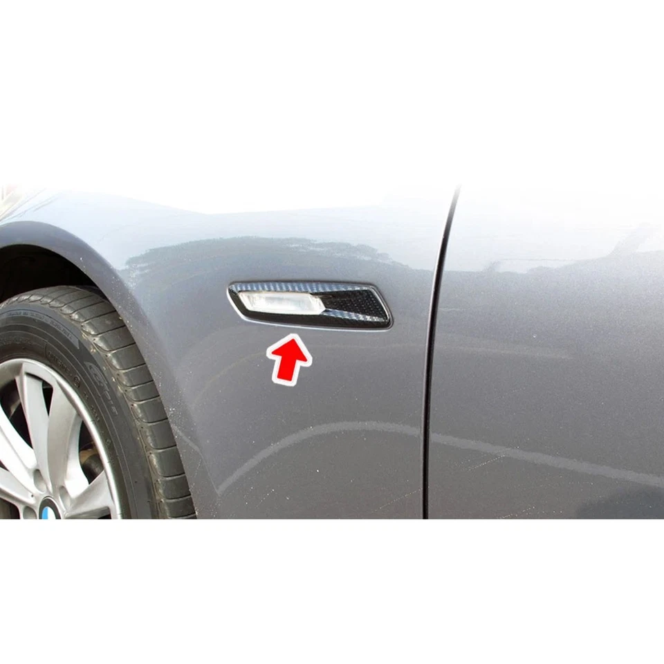 Fits BMW F10 535i 4DR Sedan Side Fender Light Lamp Trim 2PCS Carbon Foto 2 de 4