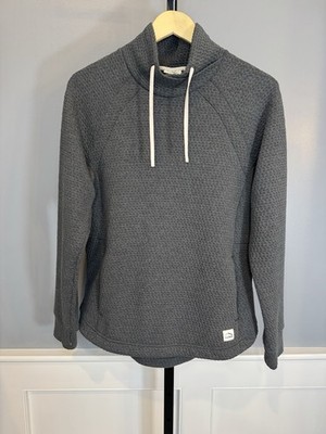 LL Bean Ridgeknit Crossneck Pullover S Quilted Funnel Neck Tencel Sweatshirt