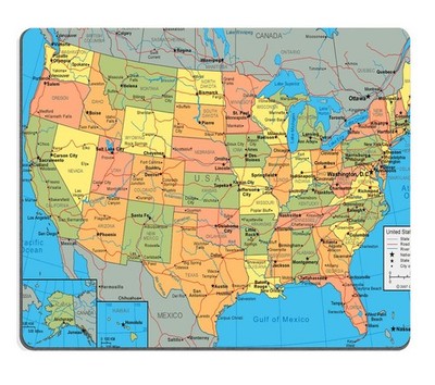 Smooffly United States Map Non-Slip Rubber Gaming Mouse 7.9X9.5 Inch, SM-16 