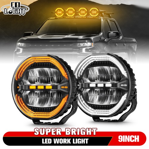 Colight Pair 9" inch LED Work Lights Dual DRL Spot Beam Offroad Driving Fog Lamp