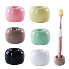 Set of 6 Sleek Mini Ceramics Toothbrush Holder, Small Ceramic Ring, Perfect S...