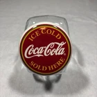 Coca-Cola Glass Cookie Jar Ice Cold Sold Here Ceramic Lid Vintage Style
