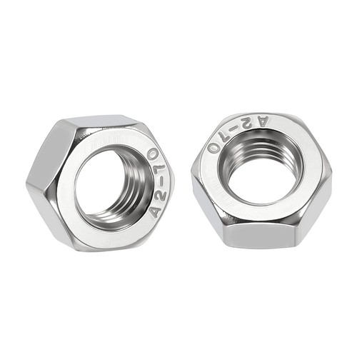 4pcs Hex Nuts - [M12-1.75] 201 Stainless Steel (A1) Hardware Nuts For Mechanical Repair & Assembly, Standard Metric Coarse Thread Nut, Bright Finish, Silver